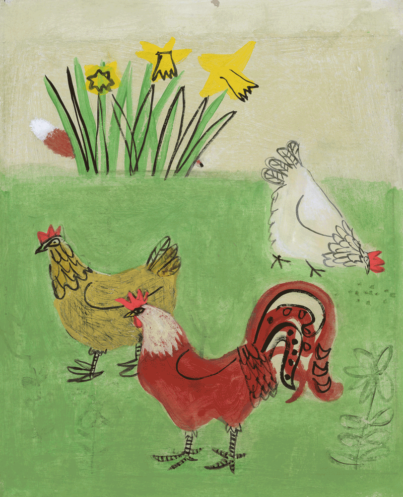 Cover Art: Slightly Foxed Issue 9, Emma McClure, ‘Chickens