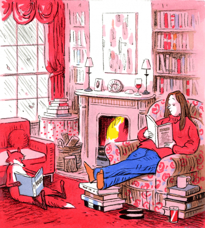 Cover Art: Slightly Foxed Issue 16, Posy Simmonds, ‘Fireside Reading’
