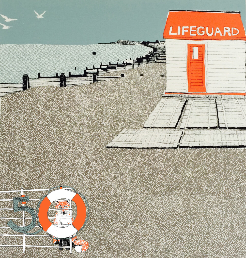 Cover Artist: Slightly Foxed Issue 50, Clare Halifax, ‘Whitstable Lifeguard’
