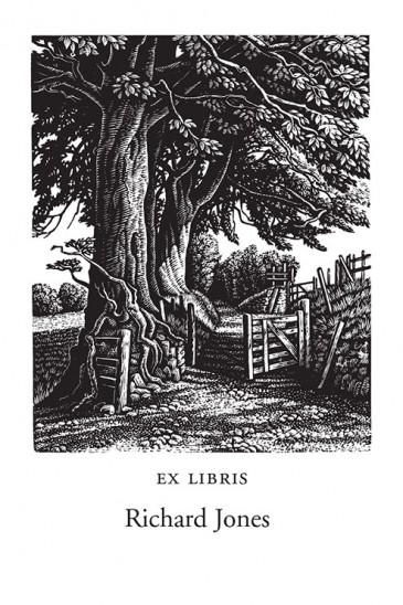 Howard Phipps Bookplates - A Green Lane - Wood Engraving