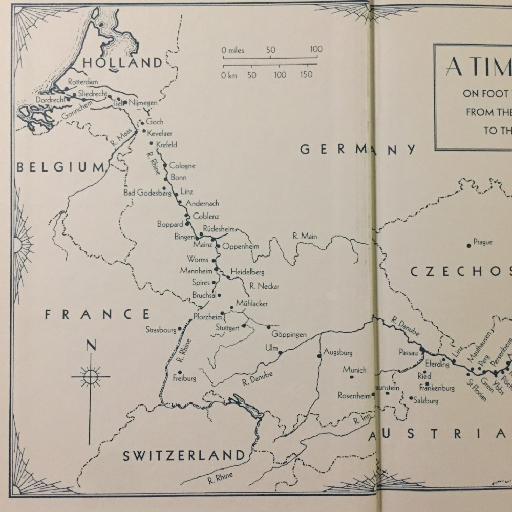 Map taken from The Folio Society edition of A Time of Gifts by Patrick Leigh Fermor
