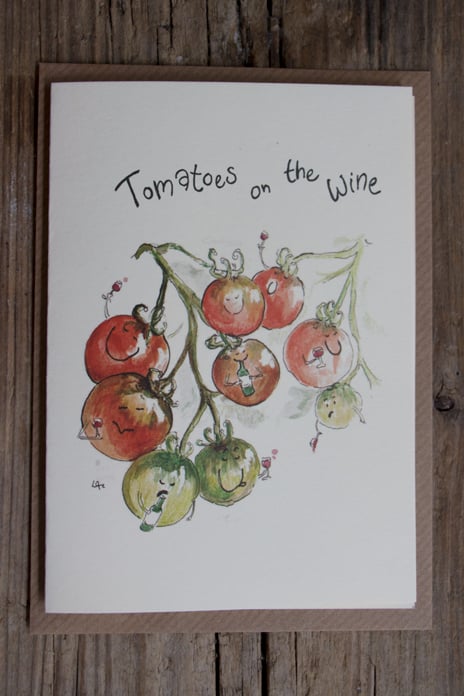 Tomatoes on the Wine Greetings Card