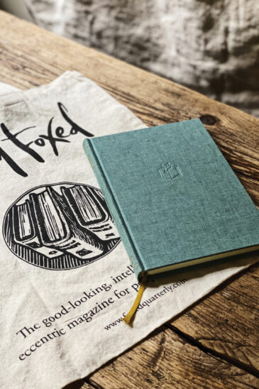 Slightly Foxed Reader Essentials - Gift Bundle, Large Duck-egg Blue Notebook & Slightly Foxed Cotton Tote Bag