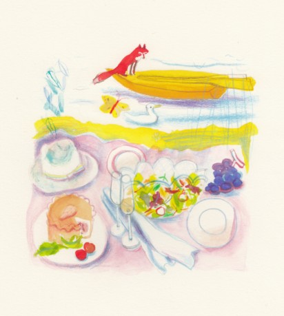 Cover Artist: Slightly Foxed Issue 62, Chloe Cheese, ‘Riverbank Picnic’