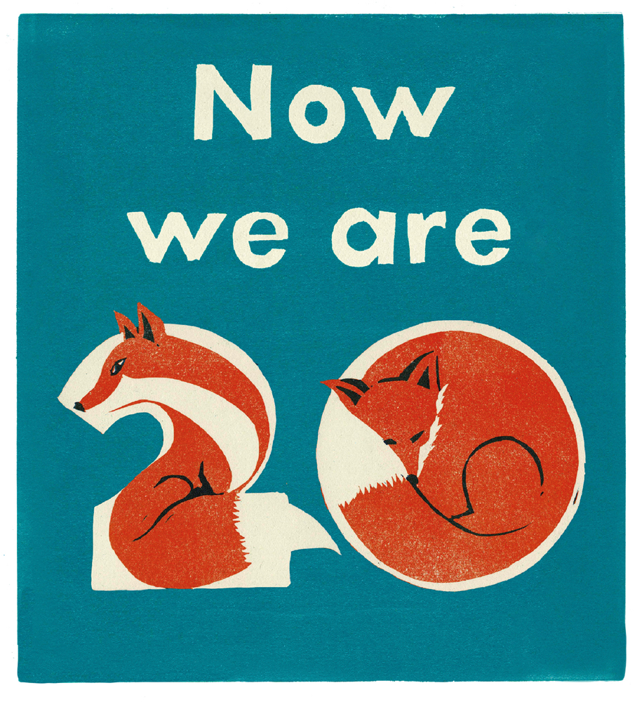 Slightly Foxed Issue 80, James Nunn, ‘Now We Are 20’, linocut